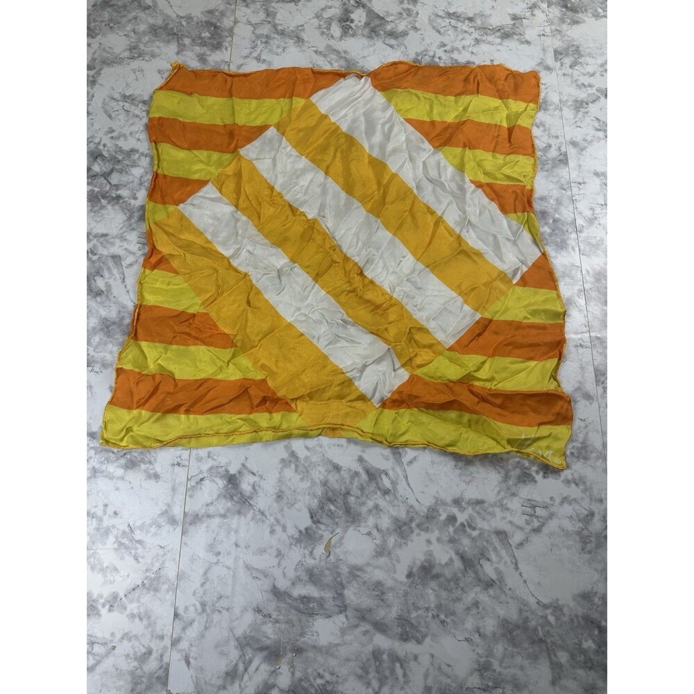 Vintage Orange Yellow Geometric Square Scarf Retro Bold Print 1970s Style
